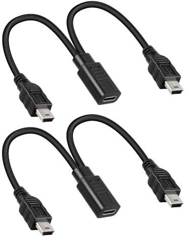 RIIEYOCA Short USB C Female to Dual Mini USB Male Charging Cable, Only Support Charging,1 to 2 USB Splitter Charging Cable, (1FT/2Pack Charging Only)