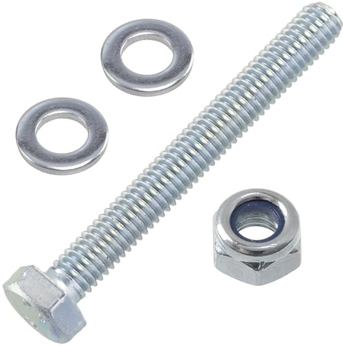 AERZETIX - Set di 25 bulloni a testa esagonale M6x50 mm + 50 rondelle + 25 dadi esagonali autobloccanti M6 per montaggio fai-da-te e fissaggio leggero | acciaio