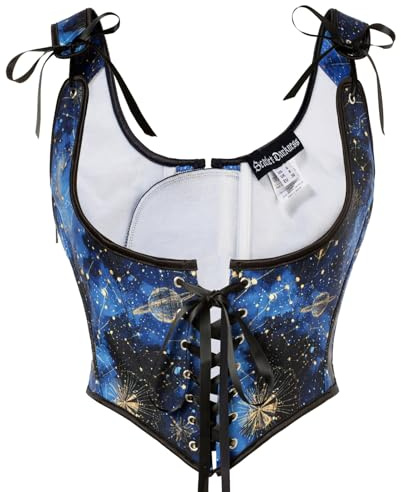 Scarlet Darkness Corsé renacentista para mujer, corsé debajo del busto, corsé con cordones, Azul (Blue Night), 16