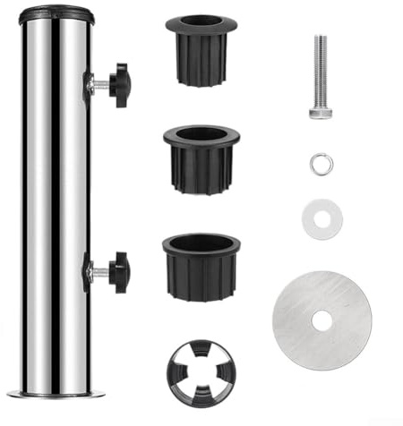ZiStarlilife Tube de support en acier inoxydable de 30 cm avec coussinet d'étanchéité pour patio, terrasse, jardin, parasol de soleil ou de pluie