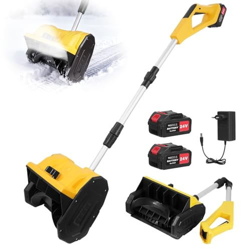 Spazzaneve a batteria, spazzaneve elettrico senza spazzole, 1000W spazzaneve senza fili (2*Li-Ion, 21 V, larghezza di lavoro 30 cm, altezza massima della neve 20 cm, regolabile a 30°, doppio