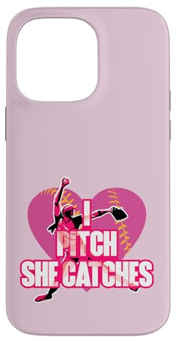 I Pitch She Catches Pichet de Softball Assorti Coque pour iPhone 14 Pro Max