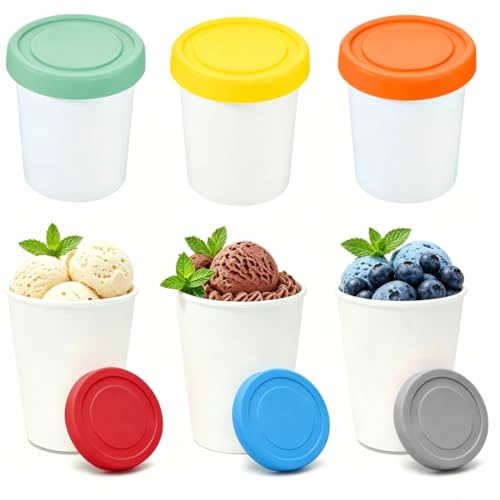 FARYODI 250 ml Eisbehälter, 6 Stück Gefrierdosen Eis-Container BPA, Aufbewahrungsbehälter in Lebensmittelqualität Für Aufbewahrung und Herstellung von Speiseeis