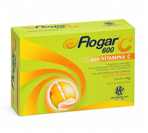 Flogar C 600 - Integratore Alimentare Antiossidante con Vitamina C - Supporto Difese Immunitarie - 14 Buste da 4 g