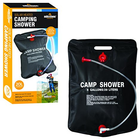 Milestone Camping Solar Shower - Black, 20 Litres