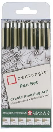 SAKURA Zentangle Tool Set - 6 Stück - Pigma Micron Fineliner Stifte - 2 x 01, 1 x 03, 1 x 05, 2 x 08 - Für Künstler und Kreative