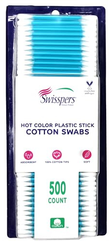 Swisspers Hot Colored Swab-500 ct (Color May Vary)