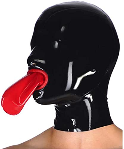 MFMYEE Bondage Latexmaske, Gummimaske, BDSM-Maske, Fetisch-Kopfbedeckung, Latex-Cosplay, Reißverschluss hinten