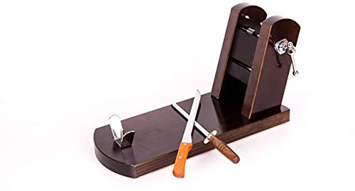 Jamonero modelo Rioja color tabaco, soporte jamonero mas regalo cuchillo jamonero y chaira de madera