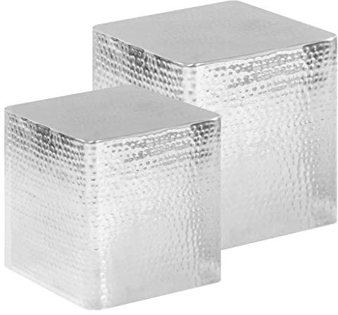 Festnight 2 STK.Couchtische Beistelltisch Wohnzimmertisch Tisch Sofatisch Kaffeetisch Silbern Aluminium