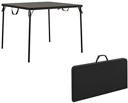 Cosco XL 38.5 Resin Fold-in-Half Card Table, Black, Wheelchair Accessible, Lightweight, Pinch-Free Locking System