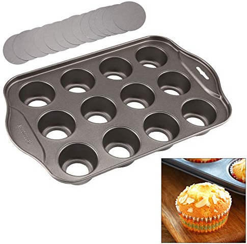 Youyijia 1Pcs Mini Cheesecake Pan 12 Cups Non-Stick Coating Mini Cake Tray Circle Muffin Tray with Removable Bottom for Individual Muffins Pudding Cupcakes (1PCS)