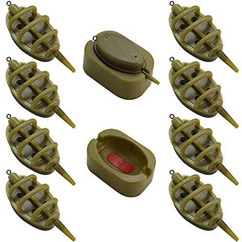 LYTIAVGEN 8 Stück Angeln Feeder Set Fishing Feeders Inline Method Feeder Set Kunststoff Angeln Futterkorb Fischköder 15/20/25/30/35/40/50/60g Flat Method Feeder mit Köderform Karpfenangeln Zubehör