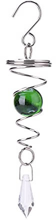 HUIKJI Windspiel mit Gazing Ball, Edelstahl Spiralschwanz mit Haken zum Aufhängen von Wand, Baum, Outdoor, Hof, Rasen, Park, Spielplatz, Dekoration, 4,1 x 18 cm
