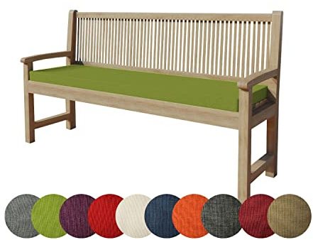 Chilly Pilley Cojín para Banco de Jardín con Cremallera y Trabillas (130 x 40 x 5 cm, Verde)