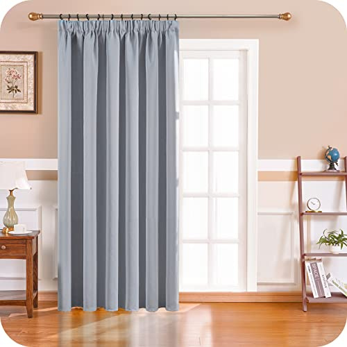MRTREES Light Grey Pencil Pleat Curtains 90 Inch Drop, Blackout Thermal Curtains for Bedroom Living Room and Door, 1 Panel 228x228 CM 90x90 Inch Light Grey