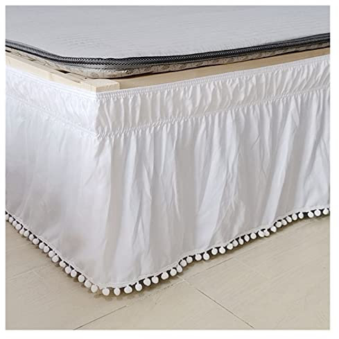 NIMUDU Cache Sommier,Cache Sommier 160x200 Jupe de lit Blanc Enroulez-Vous Autour des Chemises élastiques de lit sans lit Lit de lit Jupes de lit Twin Full Queen King Home Hotel Usage