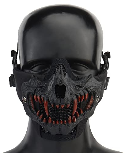 Taktische Halbgesichtsmaske, CS Paintball Halbgesichts-Schädel-Horror-Masken-Maskerade-Cosplay-Dekoration，Halloween Kostümparty
