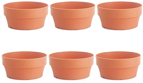 Operitacx Coupelle Pot de Fleur Ronde en Plastique Orange, Lot de 6 | Petites Plantes et Succulentes, Usage Intérieur ou Jardin, Forme Ronde, Format Compact