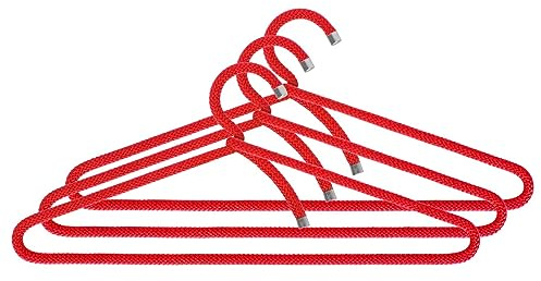 Peppermint Products Hanger | Set di 3 grucce tessili in corda | Gruccia di design antiscivolo per giacche, camicie, pantaloni | Design: Roman Luyken | Grucce per armadio e guardaroba (rosso)