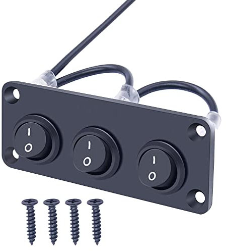 Taiss 3 Gang Panneau d'interrupteur à bascule 12V 2 positions 2 broches SPST marche/arrêt avec câble 6A/250V 10A/125V AC pour voiture, bateau, appareils ménagers KCD1-X-Y-BZ