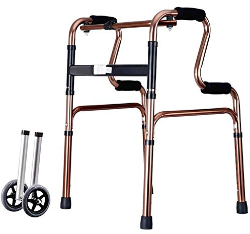 WANWEN Andador, andadores Plegables livianos para Personas Altas, Asistente de Paso de Altura Ajustable para Interiores y Exteriores, marrón, Carga 190 kg (420 lbs) Little Surprise