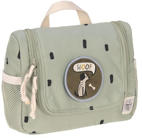 LÄSSIG Kinder Kulturtasche Waschbeutel Waschtasche Kulturbeutel zum Hängen, 20 cm/Mini Washbag Happy Prints Oliv
