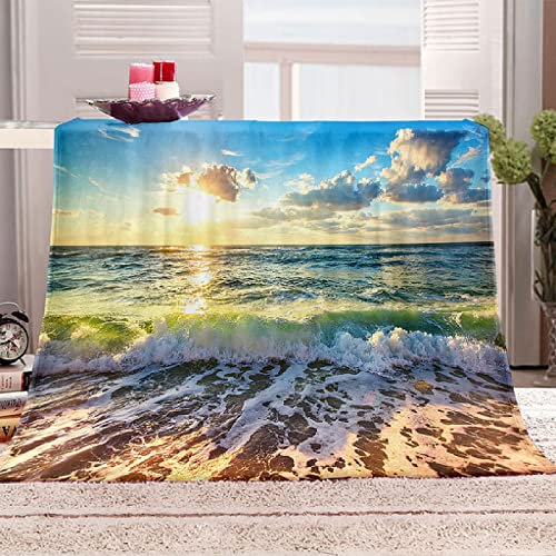 Boceoey Kuscheldecke Flauschig Decke Sofa Flanell Fleecedecke, Weich Warme Decken als Sofadecke Wohndecke Couchdecke Tagesdecke, Leichte Decke 150x200 cm Die Wellen