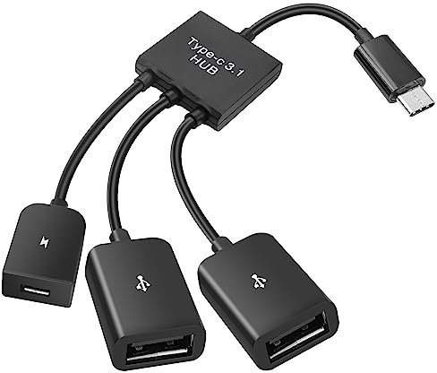 YACSEJAO Adattatore USB C a Dual OTG, 4 porte tipo C maschio a 2 USB e micro femmina hub splitter per Android Tablet PC e Smartphone
