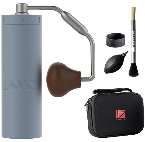 1Zpresso Manual Coffee Grinder X-Ultra Pacific Blue, Well Built Sturdy Metal Body, Stainless Steel Mill, Digital External Adjustment, Magnetic Latch Cup, Efficient Portable Grinder