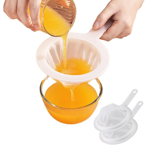 SUWIWKKOA Feines Sieb, 2 Stück Sieb Fein, 200/400 Mesh Haarsieb Küche mit Griff Ultrafeines Küchensieb Kunststoff Sieb Feinmaschig Kleines Passiersieb für Saft, Milch, Kaffee