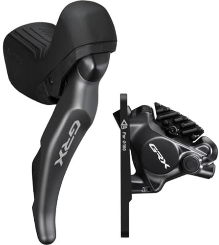 SHIMANO GRX ST-RX820 Shift/Brake Lever with BR-RX820 HYD Disc Brake Caliper - Right/Rear, 12-Speed, Flat Mount Caliper,