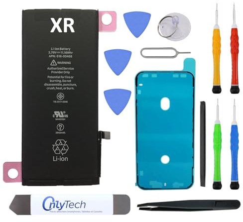 OnlyTech - Batería de repuesto para iPhone XR (2942 mAh, idéntica a la original, kit de 12 herramientas profesionales y adhesivo de pantalla incluido