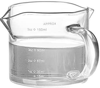 Taza medidora de vidrio con doble boquilla, taza de café para vino, café, bar, 150 ml, transparente