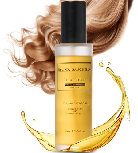 Bianca Sauchella Secret Shine Haaröl – Moroccan Arganöl Elixier mit Vitaminen & Hitzeschutz, für Echthaar & Extensions, pflegend & glanzverleihend, feuchtigkeitsspendend, sulfat- & parabenfrei, 100 ml