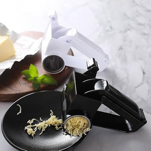 Generic Cheese Grater with Handle, Parmesan Cheese Grater, Handheld Rotary Cheese Grater, Olive Garden Cheese Grater with 2 Stainless Steel Drums for Hard Cheese, Nuts, Chocolate Black