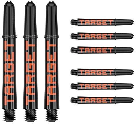 Target Darts Shaft – Target Pro Grip Tag Shaft (9er Pack) Multipack Shafts, Profi Dart Zubehör, Dart Shaft Set (7 Farbkombinationen) - In Längen Kurz/Intermediate/Medium