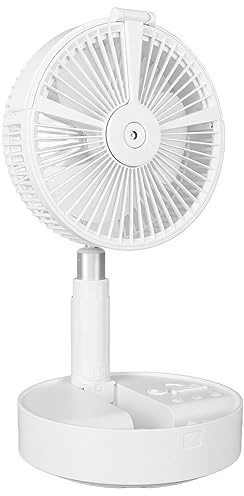 Ventilateur électrique Portable Pliable Avec Télécommande De Bureau Blanc, Ventilateur De Table Réglable Avec Lumière LED, Ventilateur Pliant Télescopique, Ventilateur De Refroidissement Pliable Au So