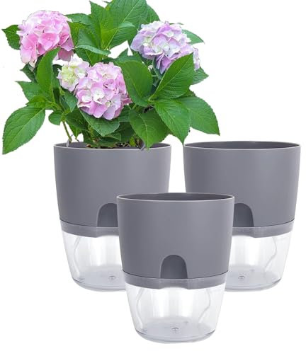 Voarge 3 Stück Kräutertopf, Blumentopf Bewässerungssystem mit Selbstbewässerung und Wasserspeicher Herb Pot, für Den Lnnen- und Außenbereich, Zuhause, Heimbüro