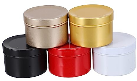 SEWACC 5pièces Coffret De Pots à Bougies Vides Pour Noël Bonbons Et Produits De Beauté Couleurs Et Doré Mat