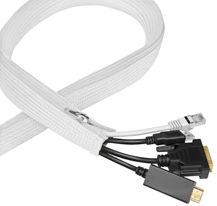 LogiLink KAB0090 - Kabelschlauch mit Reißverschluss, Ø 30 mm, Farbe: Weiß, 5 m