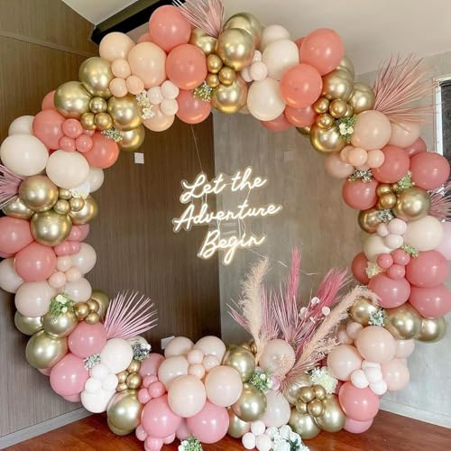Luftballon Girlande Retro rosa und Gold, VUCDXOP 133 Stück Luftballons Bogen Kit, Ballon Arch Kit Latex Ballons Girlande Kit für Geburtstag Party, Abschlussfeier, Jubiläum,Baby Shower,Hochzeit
