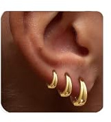 ZHESHY 3 Paar Creolen Silber 925 Gold Damen Kleine Ohrringe Hängend Set | Hypoallergene Wasserfest Goldene Silber Ohrstecker,Ohrringe Hängend,Mehrere Ohrloecher Helix Piercings Set,Schmuck Für Frauen