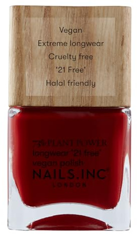 Nails Inc - SWEAR BY SALUTATION Plant Power veganer Nagellack - 73% Plant Based, 100% Vegan & Tierversuchsfrei - Perfekte Maniküre, dunkles Rot - Für umweltbewusste Nail Art