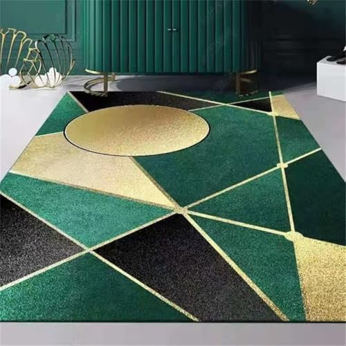 RUGMRZ Teppich Zimmer 200x300CM schöne Carpet Living Room Grün Gelb Modernes Geometrisches Muster Langlebiger Wohnzimmerteppich