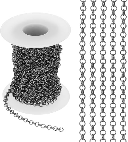 PATIKIL 16,4 fot cirkel länkkedja, 4 mm kedjerulle pansarkedja smycken tillverkning länkar spole metall hantverk kedja halsband kedjor för gör-det-själv tillverkning tillbehör halsband armband