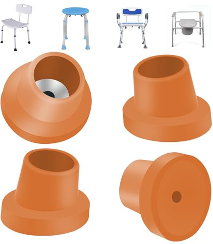 4 st ersättningsfötter för badstol, duschstol, benlock, slitstark lutning, gummifötter dyna för duschstol, badstol, duschpallar (orange, 1-1/8 tum)