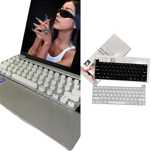 DAIDAILI 3D Raised Custom Keys Cover for Press-on/Stick-on/Fake Nails Typewriter Help,Ergonomic Typing Aid for Long Nails,Fit MacBook Laptop Pro13/14/15/16 inch, Air 13/15 inch,(White)