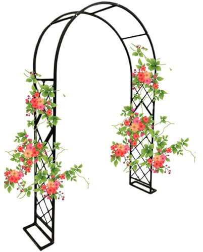 Enrejado de metal para jardín de boda, para plantas trepadoras, pérgola grande, ancho ajustable, verde (220 x 230 cm)