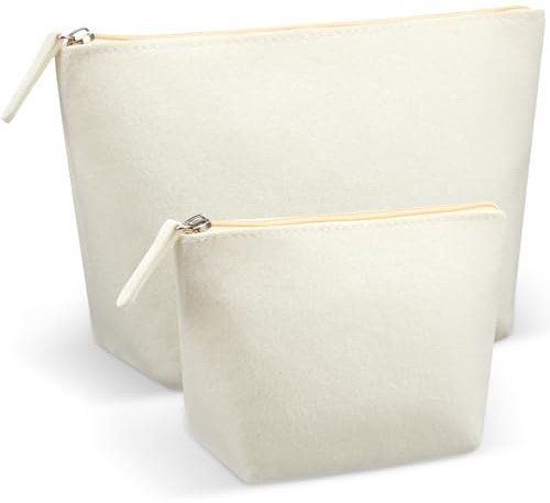 Xuniea 2 Stück Filz Kosmetiktasche für Kollegen, Cremefarben, M+S